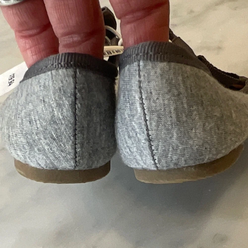 NWT Old Navy Toddler Gray Jersey Ballet Flats Grey Grosgrain Ribbon Bows Size 6